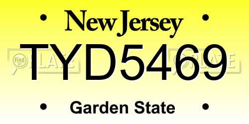TYD5469 New Jersey License Plate