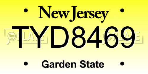 TYD8469 New Jersey License Plate