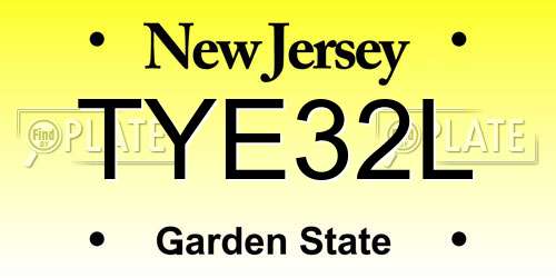 TYE32L New Jersey License Plate