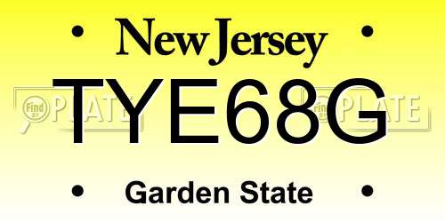 TYE68G New Jersey License Plate