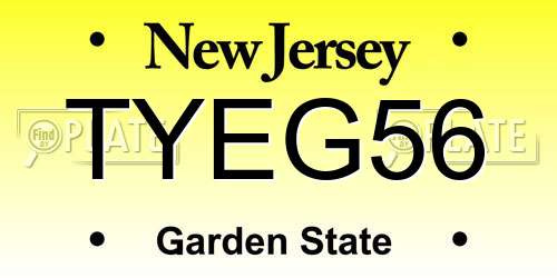 TYEG56 New Jersey License Plate