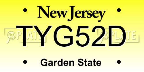 TYG52D New Jersey License Plate