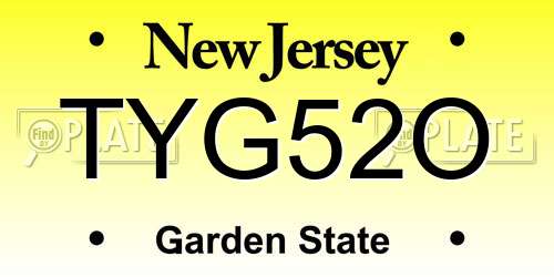TYG52O New Jersey License Plate