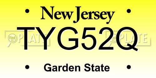 TYG52Q New Jersey License Plate