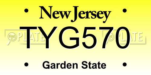 TYG570 New Jersey License Plate