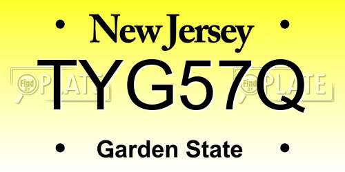 TYG57Q New Jersey License Plate
