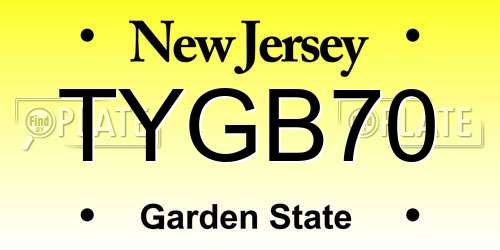 TYGB70 New Jersey License Plate