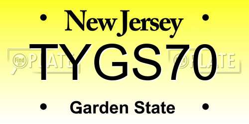 TYGS70 New Jersey License Plate