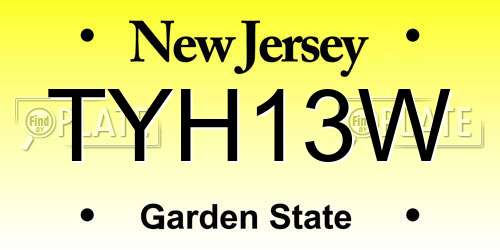 TYH13W New Jersey License Plate