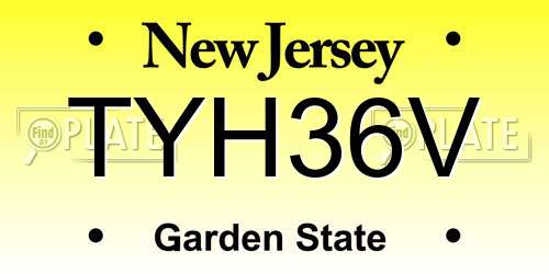 TYH36V New Jersey License Plate