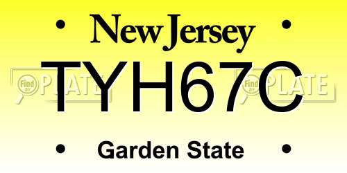 TYH67C New Jersey License Plate