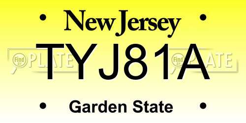 TYJ81A New Jersey License Plate