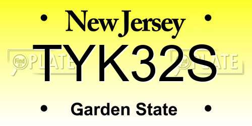 TYK32S New Jersey License Plate