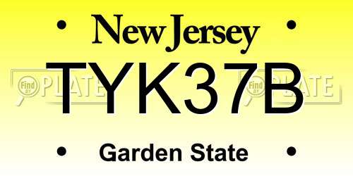 TYK37B New Jersey License Plate