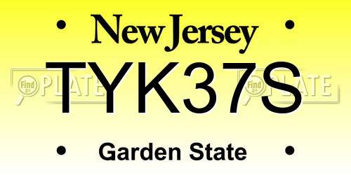 TYK37S New Jersey License Plate