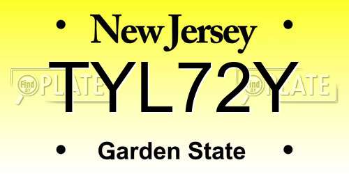 TYL72Y New Jersey License Plate