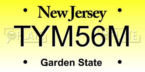 TYM56M New Jersey License Plate