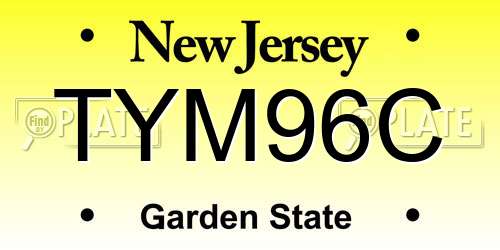 TYM96C New Jersey License Plate