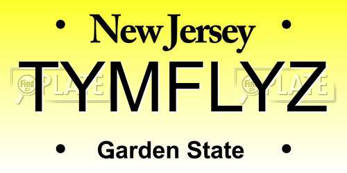 TYMFLYZ New Jersey License Plate