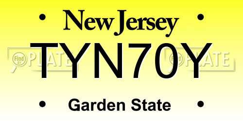 TYN70Y New Jersey License Plate