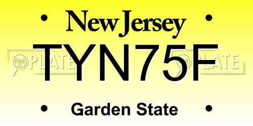 TYN75F New Jersey License Plate