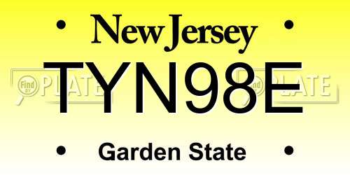 TYN98E New Jersey License Plate