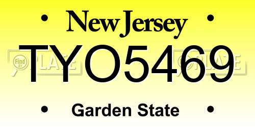 TYO5469 New Jersey License Plate