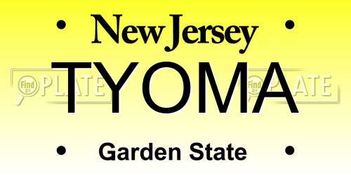 TYOMA New Jersey License Plate