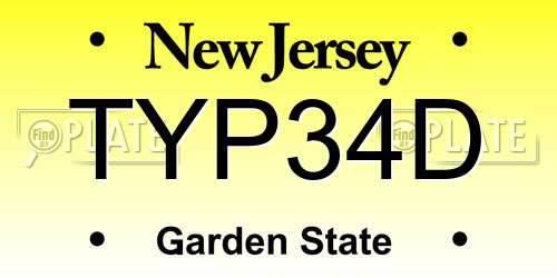 TYP34D New Jersey License Plate