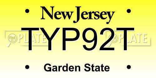 TYP92T New Jersey License Plate