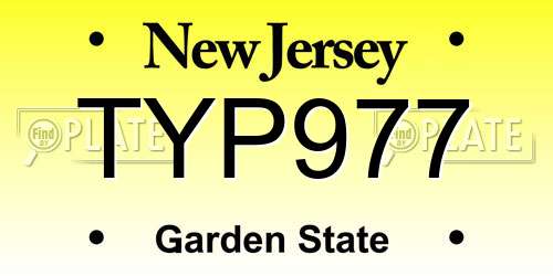 TYP977 New Jersey License Plate