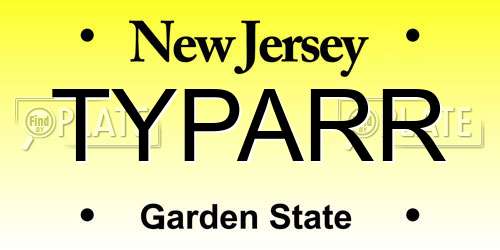 TYPARR New Jersey License Plate