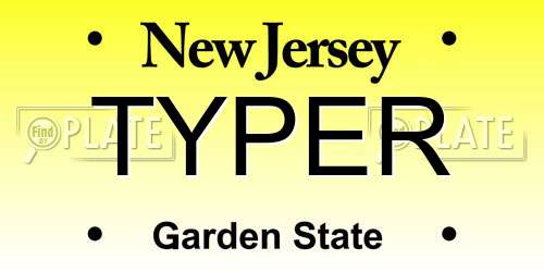 TYPER New Jersey License Plate
