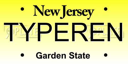 TYPEREN New Jersey License Plate