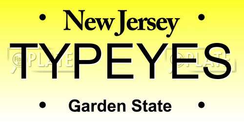 TYPEYES New Jersey License Plate