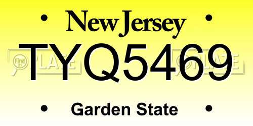 TYQ5469 New Jersey License Plate