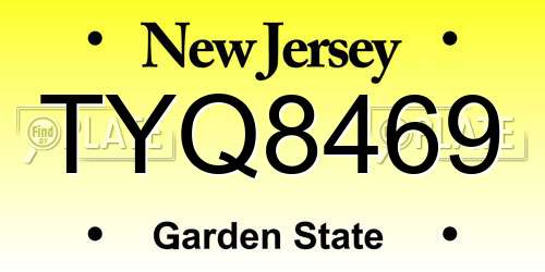 TYQ8469 New Jersey License Plate
