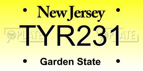 TYR231 New Jersey License Plate