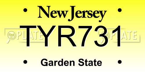 TYR731 New Jersey License Plate