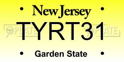 TYRT31 New Jersey License Plate
