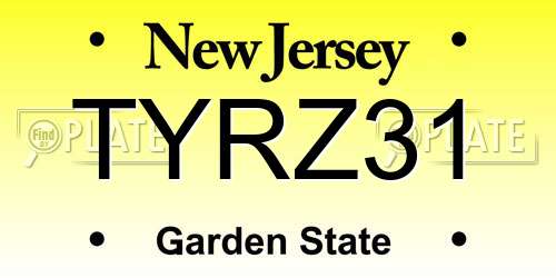 TYRZ31 New Jersey License Plate