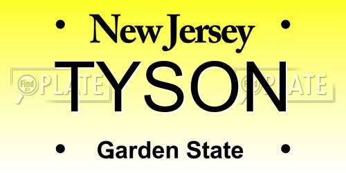 TYSON New Jersey License Plate