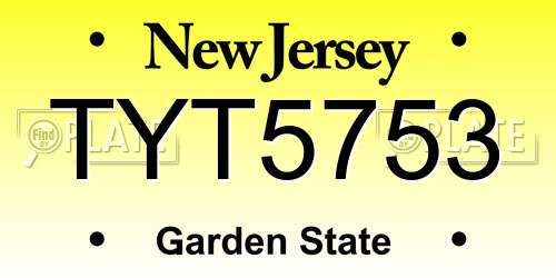 TYT5753 New Jersey License Plate