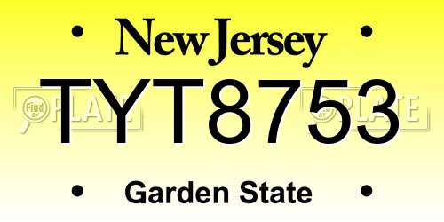 TYT8753 New Jersey License Plate