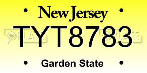 TYT8783 New Jersey License Plate