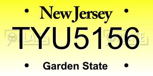 TYU5156 New Jersey License Plate