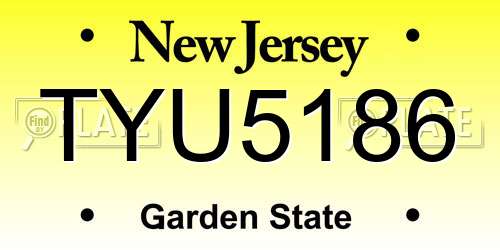 TYU5186 New Jersey License Plate