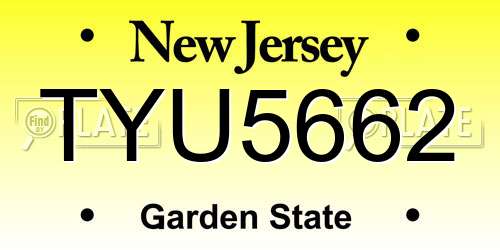TYU5662 New Jersey License Plate