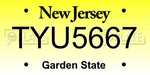TYU5667 New Jersey License Plate
