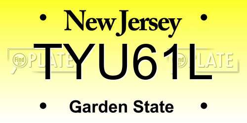 TYU61L New Jersey License Plate